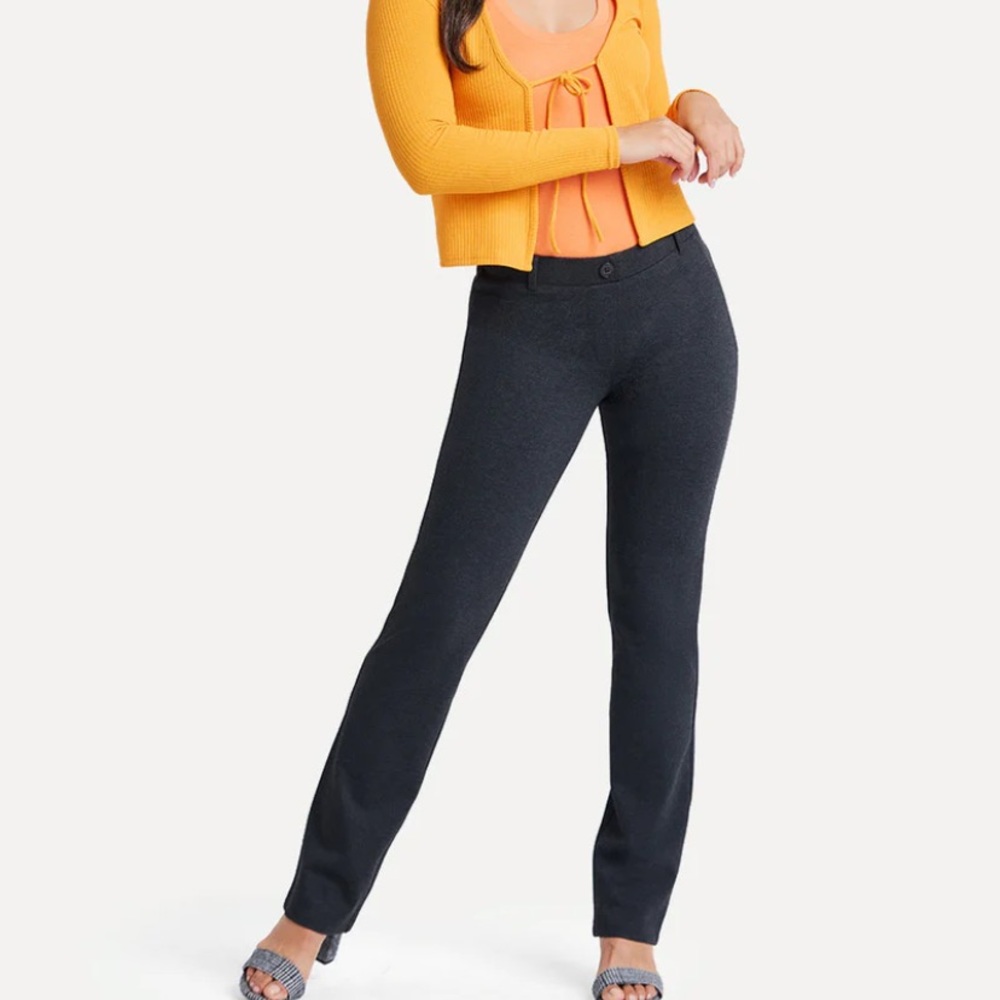 Betabrand Charcoal Dress Pant Yoga Pants Straight Leg SP